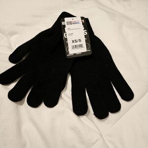 New 32 Degrees Heat Black Gloves XS/S - Stretch Comfort & Heat Retention